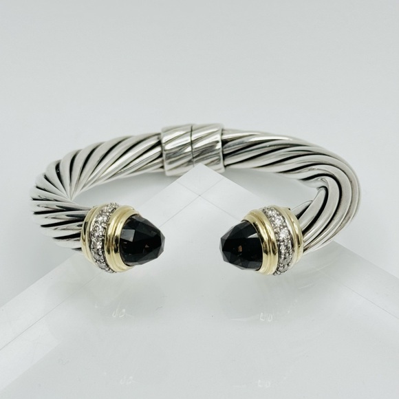 David Yurman 10mm Smoky Quartz Diamond Bracelet With Gold - Picture 4 of 10